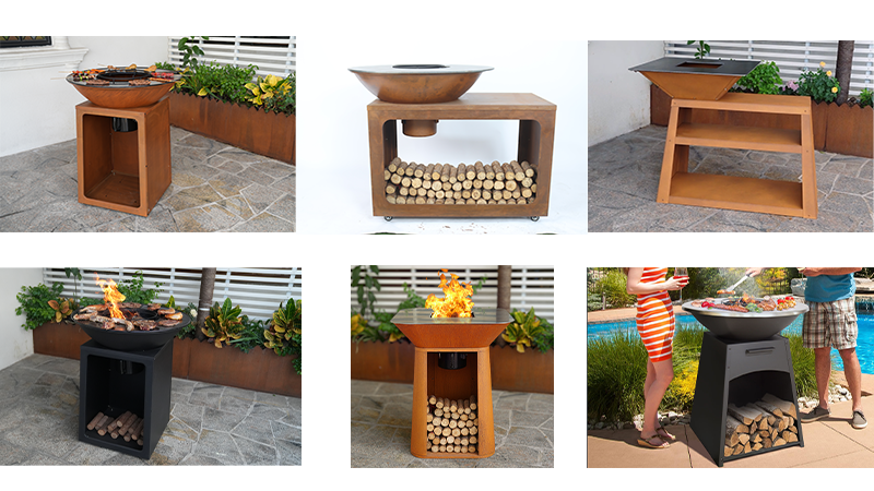 Brasero grill en acier corten rustique