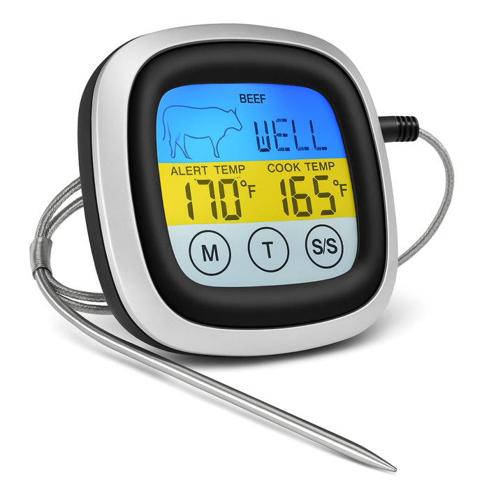 Thermomètre aimenter Digital Tactile avec Sonde – BBQ & Four – Écran Couleur + Minuteur – Image 3
