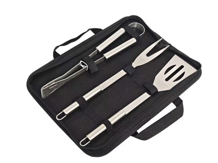 Set d'Ustensiles de Barbecue Inox  - Mallette souple, Élégante et Facile à Transporter